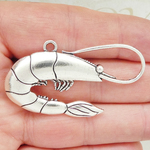 Shrimp Charm in Silver Pewter Large