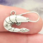 Silver Shrimp Charms Wholesale in Pewter