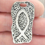 Silver Ichthus Pendant in Antique Pewter