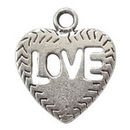 Cutout Love Heart Charm in Antique Silver Pewter