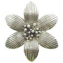 Large Flower Pendant Antique Silver Pewter