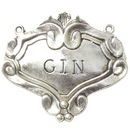 Gin Liquor Decanter Label Bottle Tag in Antique Silver Pewter