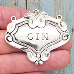 Gin Liquor Decanter Labels in Antique Silver Pewter