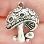 Mushroom Charms Bulk in Antique Silver Pewter