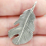 Feather Charms Wholesale Bulk in Antique Silver Pewter