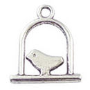Modern Bird Cage Charm in Antique Silver Pewter