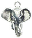 Head of Elephant Charm in Antique Silver Pewter