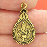 Teardrop Gold Fleur De Lis Charms Bulk in Pewter