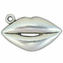 Silver Lips Charm in Pewter