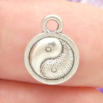 Tiny Silver Yin Yang Charms for Jewelry Making Pewter