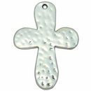 Hammered Silver Cross Charm in Pewter