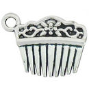 Hair Comb Charm in Silver Pewter