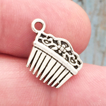 Hair Comb Charm in Silver Pewter