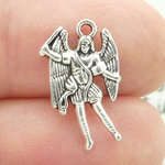 St Michael Charms Wholesale in Silver Pewter Small
