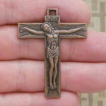 Copper Crucifix Pendant in Pewter