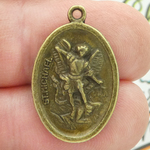 St Michael Medal with Guardian Angel in Bronze Pewter