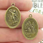 St Michael Medal with Guardian Angel in Bronze Pewter