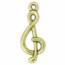 Gold Treble Clef Note Music Charm Medium in Pewter