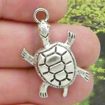 Turtle Charms for Jewelry Making in Silver Pewter Medium