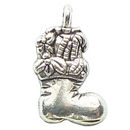 Christmas Stocking Charm Pendant in Antique Silver Pewter