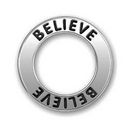 Affirmation Ring Believe Charm in Antique Silver Pewter