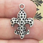 Fleur De Lis Silver Charms Bulk Pewter with Beaded Accents Small