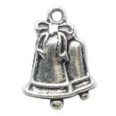 Double Wedding Bells Charm in Antique Silver Pewter