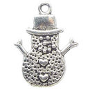 Snowman Charm in Antique Silver Pewter Small