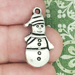 Silver Snowman Charms for Jewelry Making in Pewter