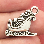 Santa's Sleigh Charm in Silver Pewter