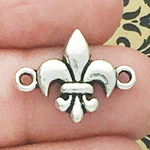 Small Bracelet Connector Fleur De Lis Charm in Antique Silver Pewter