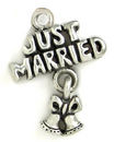 Just Married Charm in Antique Silver Pewter