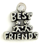 Best Friends Charm in Antique Silver Pewter