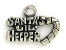 Santa's Lil Helper Christmas Charm in Antique Silver Pewter