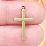 Simple Cross Charms Bulk in Bronze Pewter