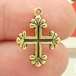 Small Gold Cross Charms Wholesale in Pewter