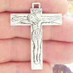 Plain Silver Crucifix Cross Pendant in Pewter