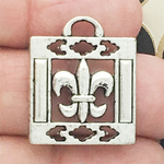 Fleur De Lis Charms Bulk in Silver Pewter Square