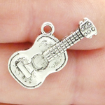 Silver Acoustic Guitar Charms Wholesale in Antique Pewter