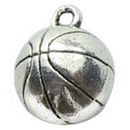 Basketball Charm in Antique Silver Pewter Medium