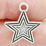 Star in a Star Charm in Antique Silver Pewter