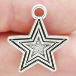 Star in a Star Charm in Antique Silver Pewter
