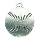 Flat Baseball Charm in Antique Silver Pewter Medium