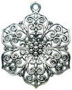 Large Filigree Flower Pendant Antique Silver Pewter