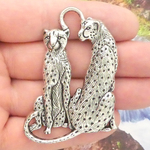 Leopard Pendants for Jewelry Making in Silver Pewter