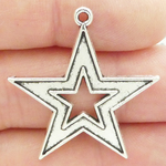 Cutout Star Charms Wholesale in Antique Silver Pewter