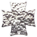 Cross Pendant Large in Hammered Antique Silver Pewter with a Hole on Top and Bottom