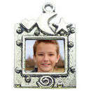 Square Photo Charm in Antique Silver Pewter Picture Charm with Moon And Star Accent