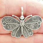Butterfly Charms Wholesale in Antique Silver Pewter Medium