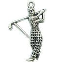 Golfer Charm in Antique Silver Pewter